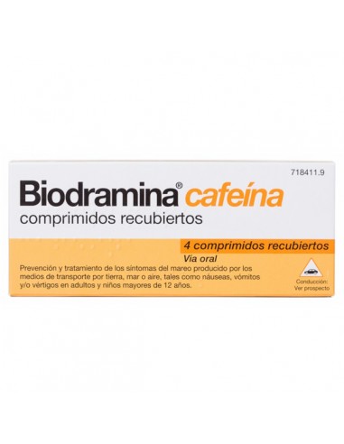 BIODRAMINA CAFEINA 4 COMPRIMIDOS...